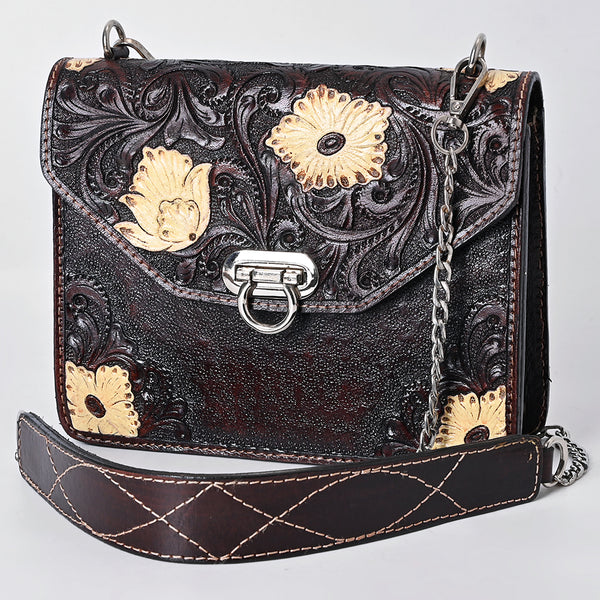 ADBGA679 American Darling Hand Tooled Floral Carved Genuine Leather Messenger Bag