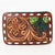 ADBLF129-BU Western Leather Belt Buckle - Tooled Cactus & Floral Design