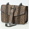 ADBG1535 American Darling Western Leather Small Crossbody Bag with Hand-Tooled Floral Design & Chain Strap