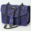 ADBG1535 American Darling Western Leather Small Crossbody Bag with Hand-Tooled Floral Design & Chain Strap