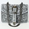 ADBG1535 American Darling Western Leather Small Crossbody Bag with Hand-Tooled Floral Design & Chain Strap