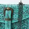 ADBG1535 American Darling Western Leather Small Crossbody Bag with Hand-Tooled Floral Design & Chain Strap