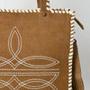 ADBG1590 American Darling Western Genuine Suede Leather Tote Bag with Boot-Stitched Detailing