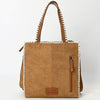 ADBG1590 American Darling Western Genuine Suede Leather Tote Bag with Boot-Stitched Detailing