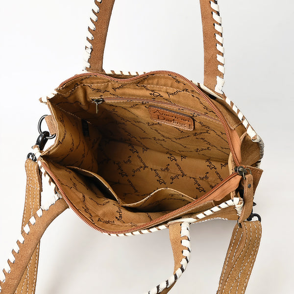 ADBG1590 American Darling Western Genuine Suede Leather Tote Bag with Boot-Stitched Detailing