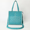ADBG1590 American Darling Western Genuine Suede Leather Tote Bag with Boot-Stitched Detailing