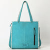 ADBG1590 American Darling Western Genuine Suede Leather Tote Bag with Boot-Stitched Detailing