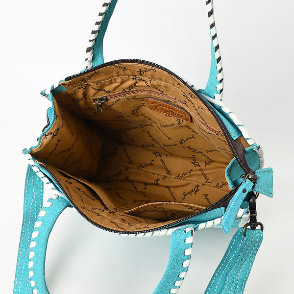 ADBG1590 American Darling Western Genuine Suede Leather Tote Bag with Boot-Stitched Detailing