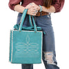 ADBG1590 American Darling Western Genuine Suede Leather Tote Bag with Boot-Stitched Detailing