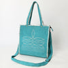 ADBG1590 American Darling Western Genuine Suede Leather Tote Bag with Boot-Stitched Detailing