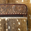 ADBG1637 American Darling Western Leather Travel Case with Hair-On Cowhide and Hand-Tooled Detailing