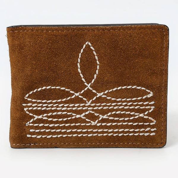 ADBGM529 Genuine suede Western Bifold Wallet - Embroidered Leather Mens Cowboy Wallet