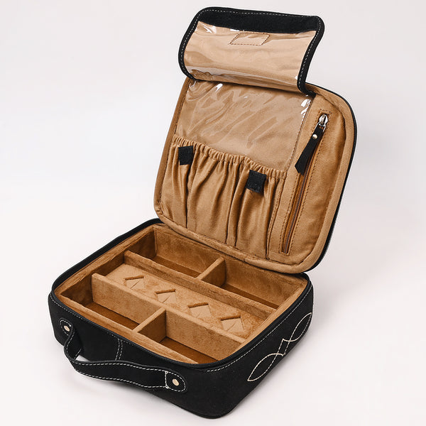 ADBGA681 Genuine suede Jewelry Case with Western Rope Embroidery