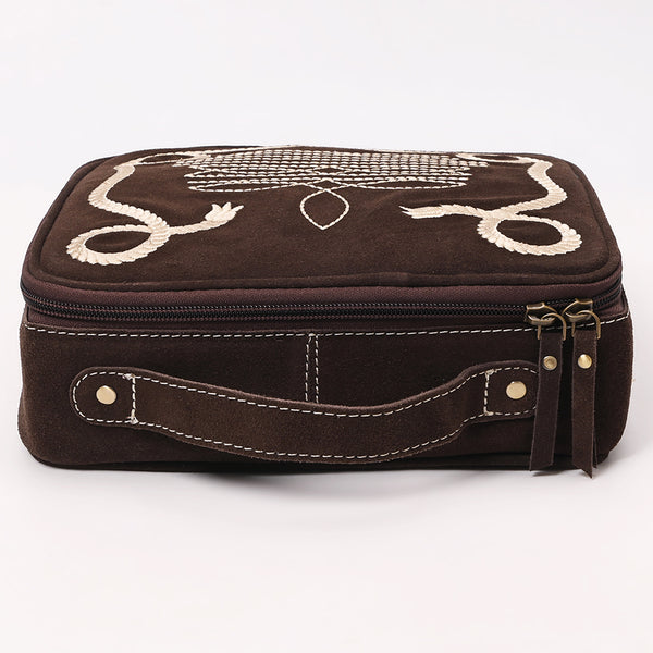ADBGA681 Genuine suede Jewelry Case with Western Rope Embroidery