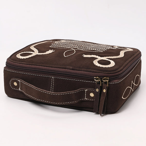 ADBGA681 Genuine suede Jewelry Case with Western Rope Embroidery
