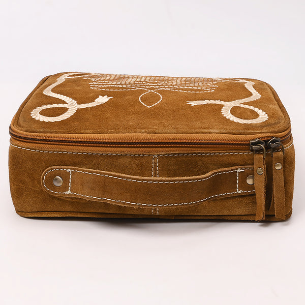 ADBGA681 Genuine suede Jewelry Case with Western Rope Embroidery