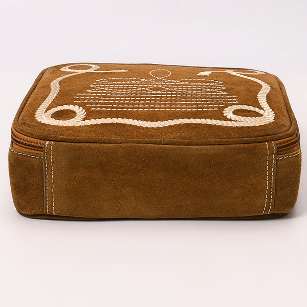 ADBGA681 Genuine suede Jewelry Case with Western Rope Embroidery