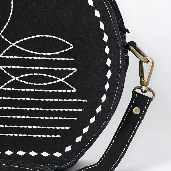ADBGA682 American Darling Boot Stitched Genuine Suede Western Leather Canteen Bag