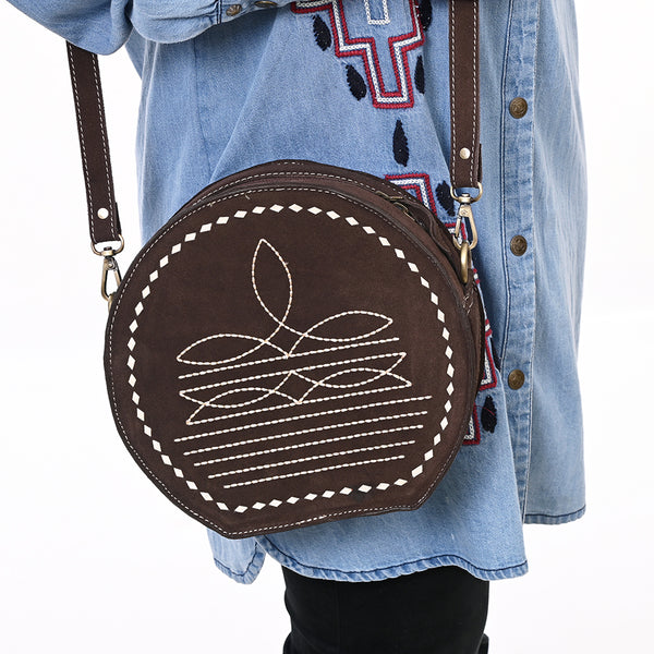 ADBGA682 American Darling Boot Stitched Genuine Suede Western Leather Canteen Bag