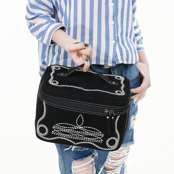 ADBGA683 American Darling Boot Stitched Genuine Suede Leather Jewelry Case
