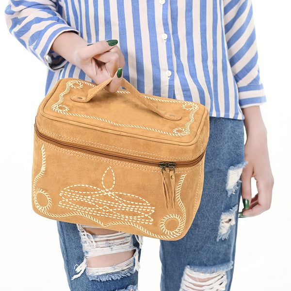 ADBGA683 American Darling Boot Stitched Genuine Suede Leather Jewelry Case
