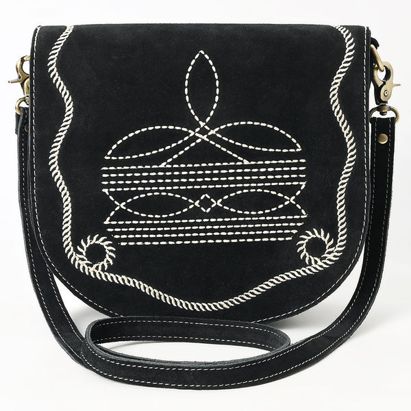 ADBGA684 American Darling Genuine Suede Leather Cross body Bag with White Rope Embroidery