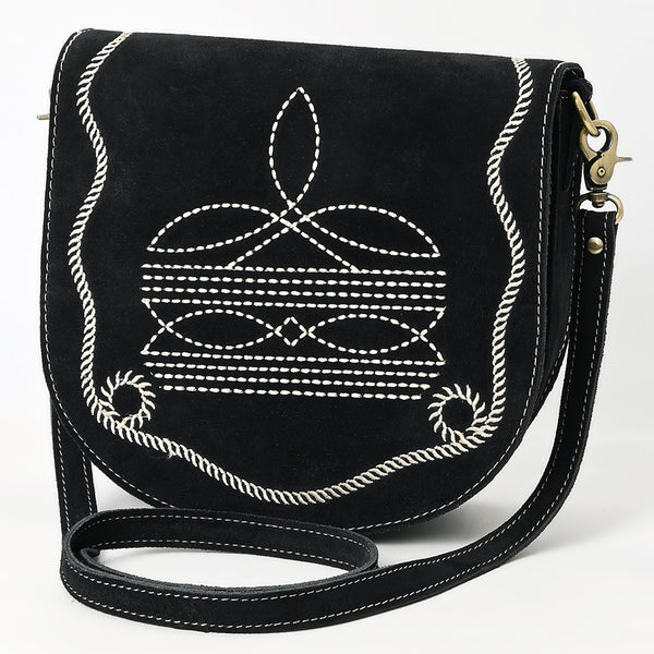 ADBGA684 American Darling Genuine Suede Leather Cross body Bag with White Rope Embroidery