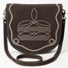 ADBGA684 American Darling Genuine Suede Leather Cross body Bag with White Rope Embroidery