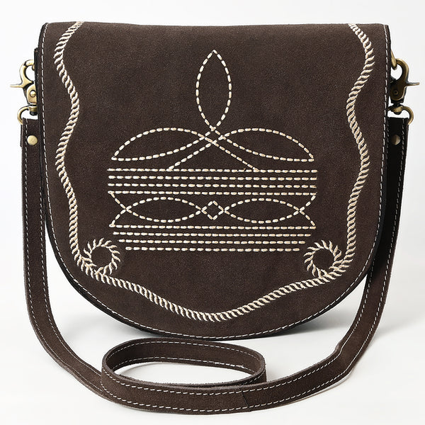 ADBGA684 American Darling Genuine Suede Leather Cross body Bag with White Rope Embroidery