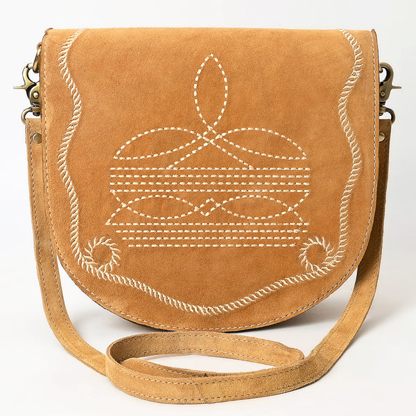 ADBGA684 American Darling Genuine Suede Leather Cross body Bag with White Rope Embroidery