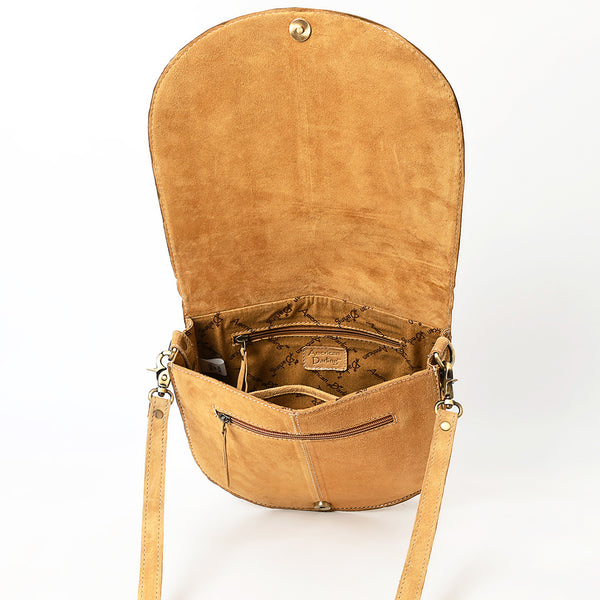 ADBGA684 American Darling Genuine Suede Leather Cross body Bag with White Rope Embroidery