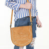 ADBGA684 American Darling Genuine Suede Leather Cross body Bag with White Rope Embroidery