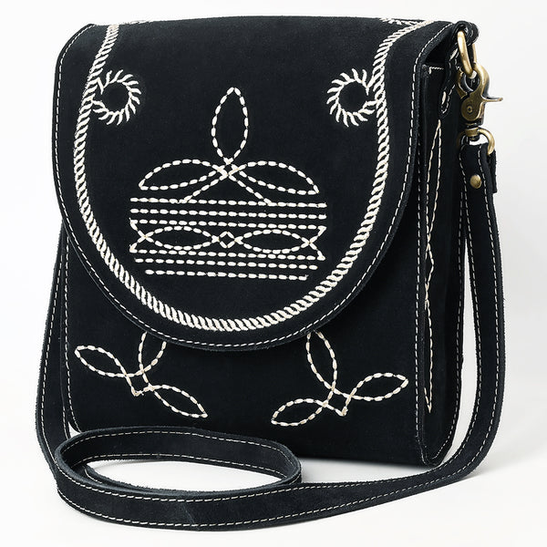 ADBGA685 American Darling Boot Stitched Suede Genuine Leather Cross body Bag