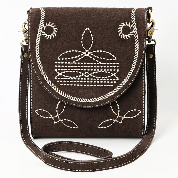 ADBGA685 American Darling Boot Stitched Suede Genuine Leather Cross body Bag