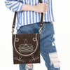 ADBGA685 American Darling Boot Stitched Suede Genuine Leather Cross body Bag