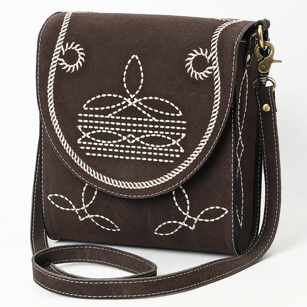 ADBGA685 American Darling Boot Stitched Suede Genuine Leather Cross body Bag