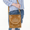 ADBGA685 American Darling Boot Stitched Suede Genuine Leather Cross body Bag