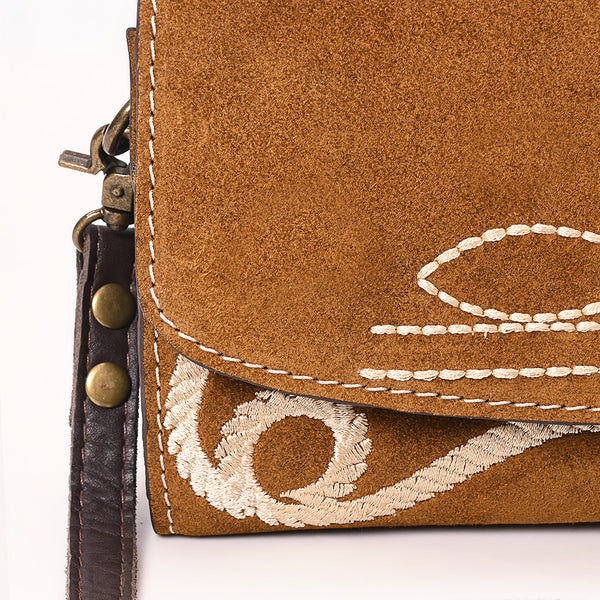 ADBGA686 American Darling Boot Stitched Suede Genuine Leather Small Cross body Bag