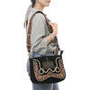 ADBGA687 American Darling Boot Stitched Suede Leather Hand Tooled Cross body Bag