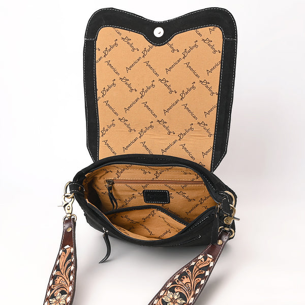 ADBGA687 American Darling Boot Stitched Suede Leather Hand Tooled Cross body Bag