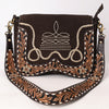 ADBGA687 American Darling Boot Stitched Suede Leather Hand Tooled Cross body Bag