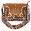 ADBGA687 American Darling Boot Stitched Suede Leather Hand Tooled Cross body Bag