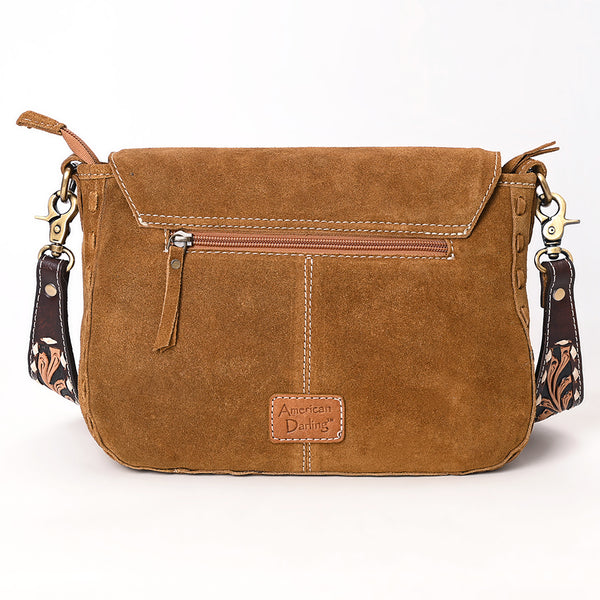 ADBGA687 American Darling Boot Stitched Suede Leather Hand Tooled Cross body Bag