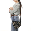 ADBGA688 American Darling Heart Shaped Black Suede Leather Canteen Bag