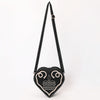 ADBGA688 American Darling Heart Shaped Black Suede Leather Canteen Bag