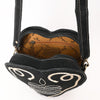 ADBGA688 American Darling Heart Shaped Black Suede Leather Canteen Bag