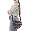 ADBGA688 American Darling Heart Shaped Black Suede Leather Canteen Bag
