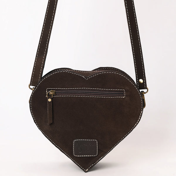 ADBGA688 American Darling Heart Shaped Black Suede Leather Canteen Bag