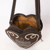 ADBGA688 American Darling Heart Shaped Black Suede Leather Canteen Bag