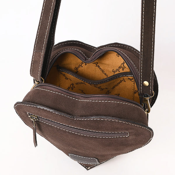 ADBGA688 American Darling Heart Shaped Black Suede Leather Canteen Bag
